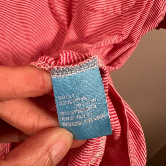 J. Mclaughlin Striped Polo Shirt Mens Size XL Pima Cotton Pink Red Preppy Work - Picture 6 of 7